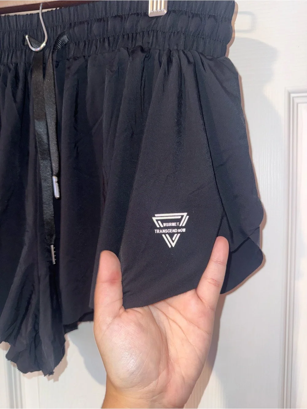 Black Women's Ruffle Drawstring Shorts - Picture 3 of 8